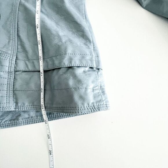 Cleo Womens Riverdale Faux Leather Jacket Full Zip All Over Print Gray Large - Picture 8 of 9